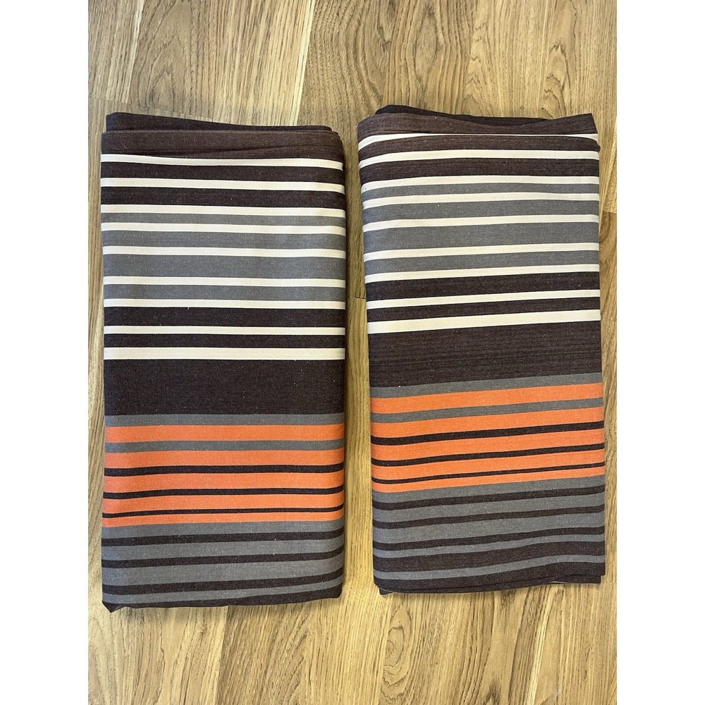 Pottery Barn Teen "Brown Orange Striped" 44 X 84 Lined Drapes - 2 Panels